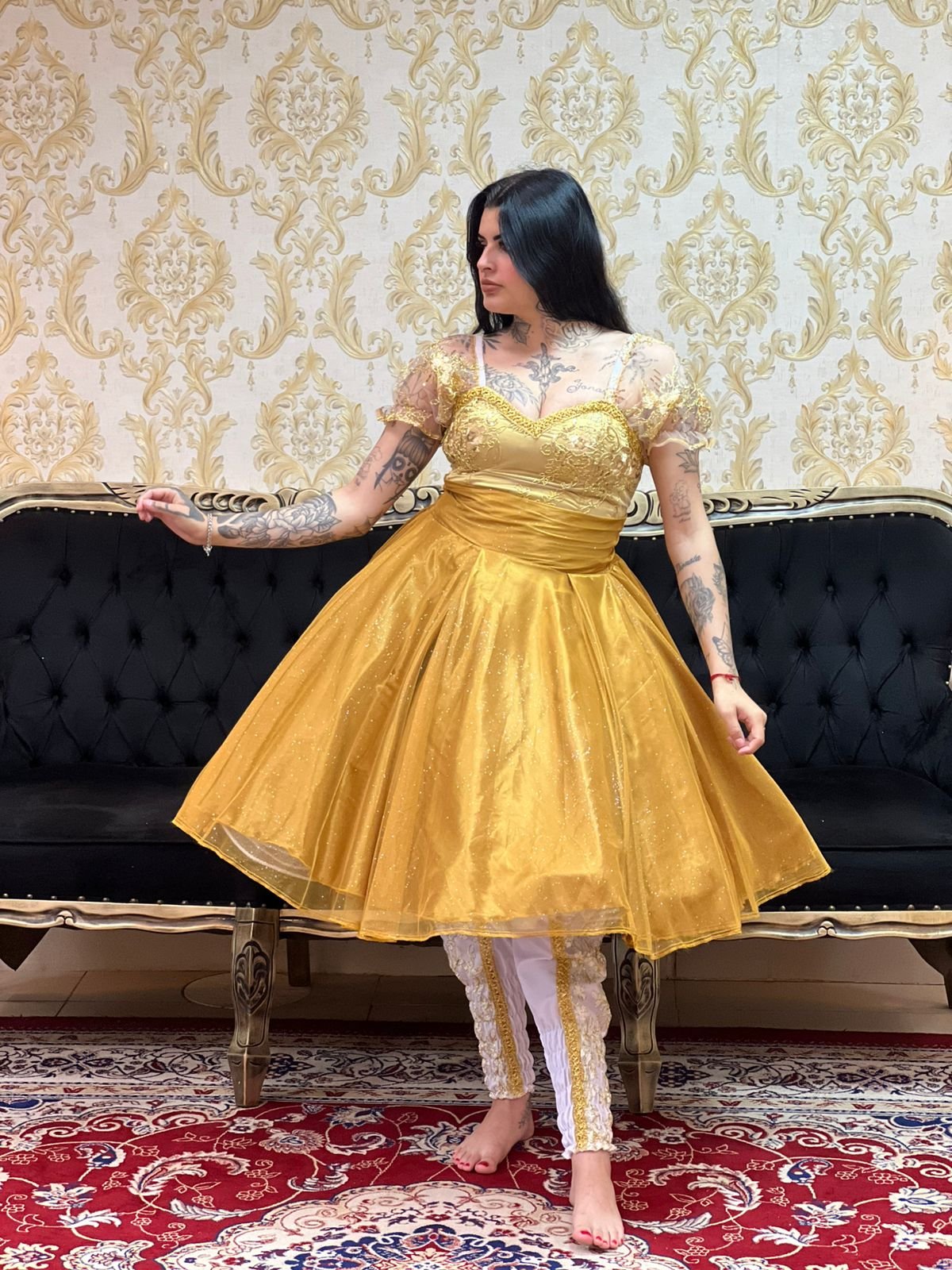Saia Brilho Curta Dourado 352