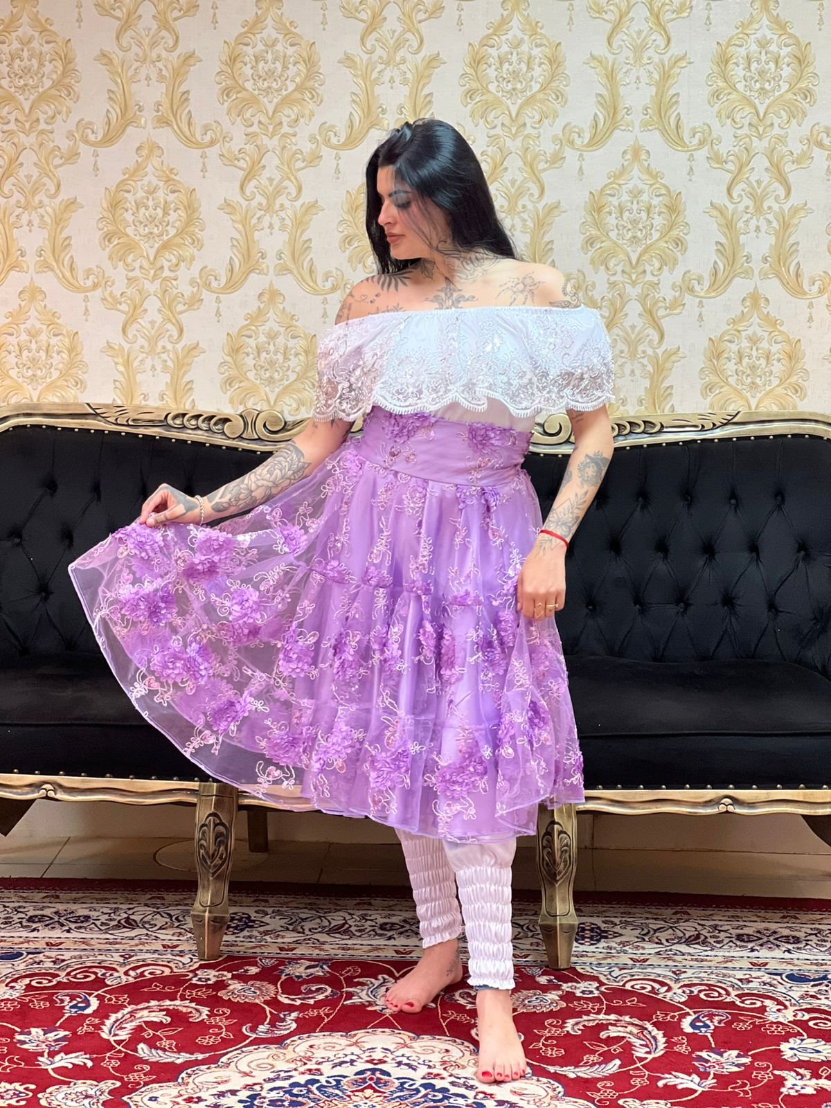 Saia Glamour Curta Lilas 519