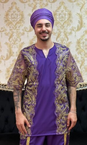 Kafta Luxo Roxo/Dourado 505