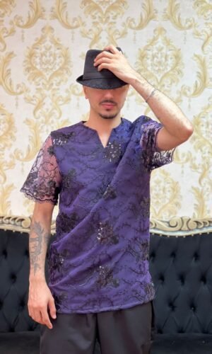 Kafta Bordada Slim Roxo/Pto 522