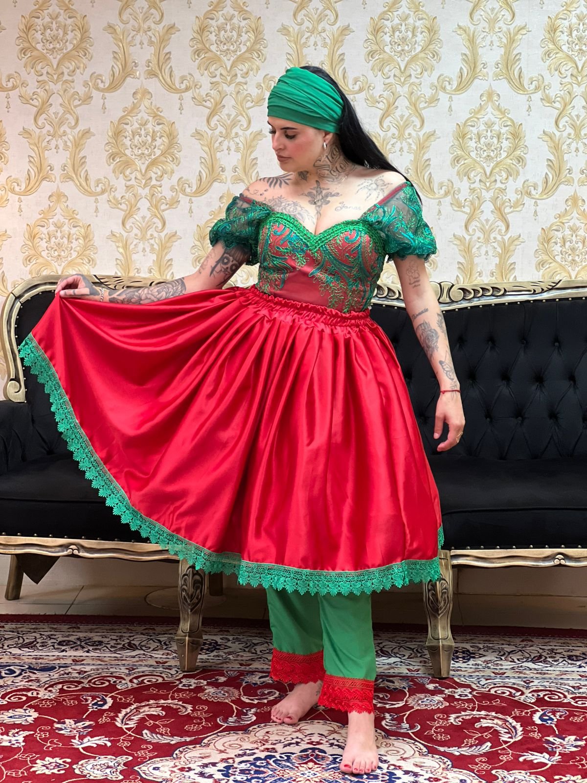 Saia Prada Vermelho/Verde 134