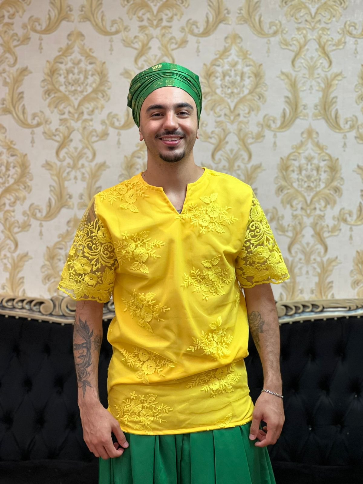 Kafta Bordada Slim Amarela 308