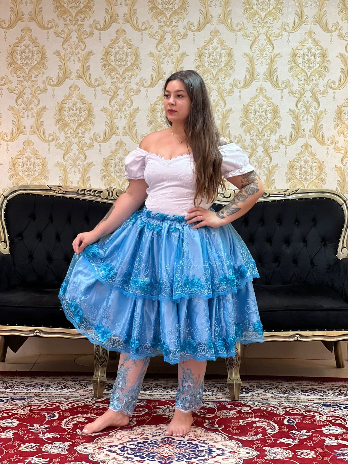 Saia Odara Relevo Azul 488