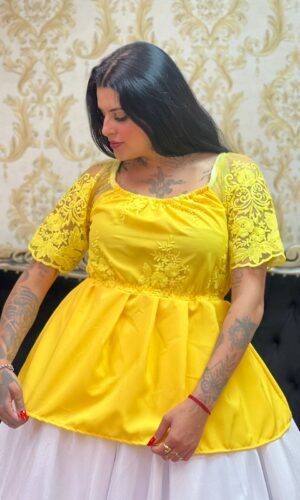 Bata Bordada Amarela 339