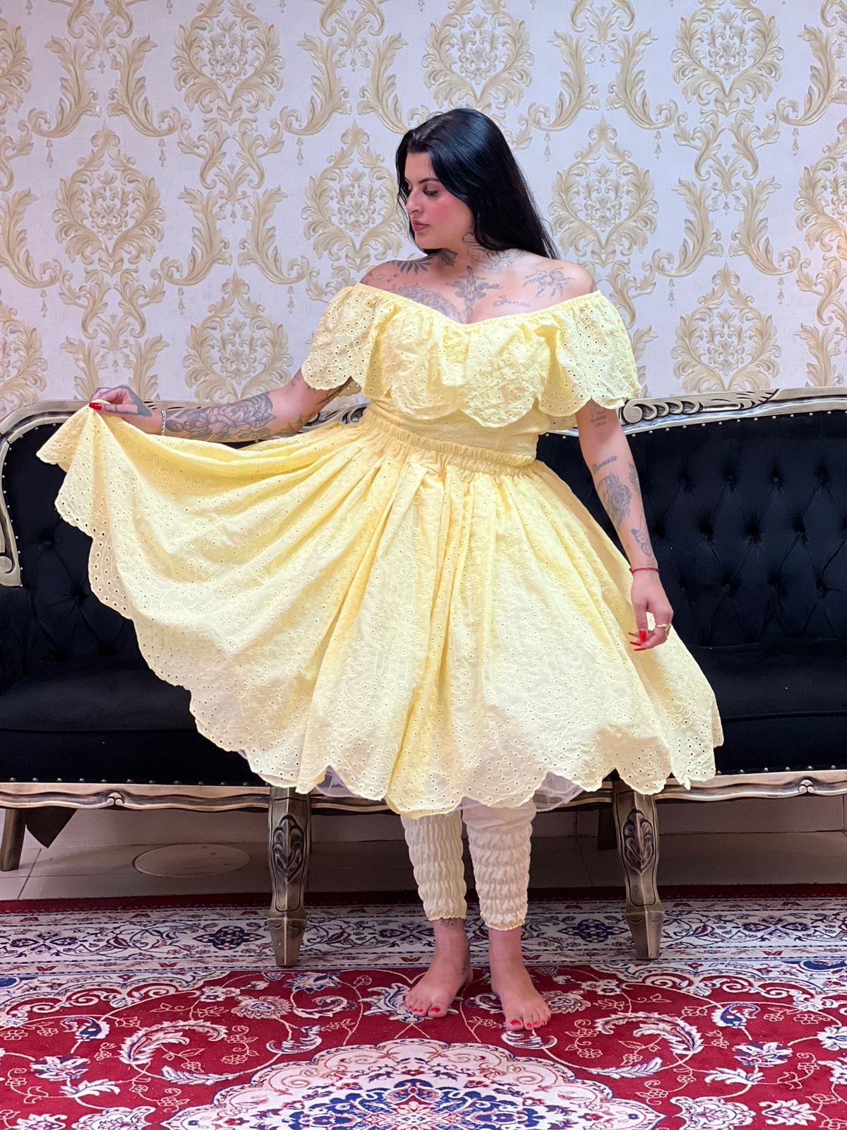 Saia Broderi Curta Amarelo 343