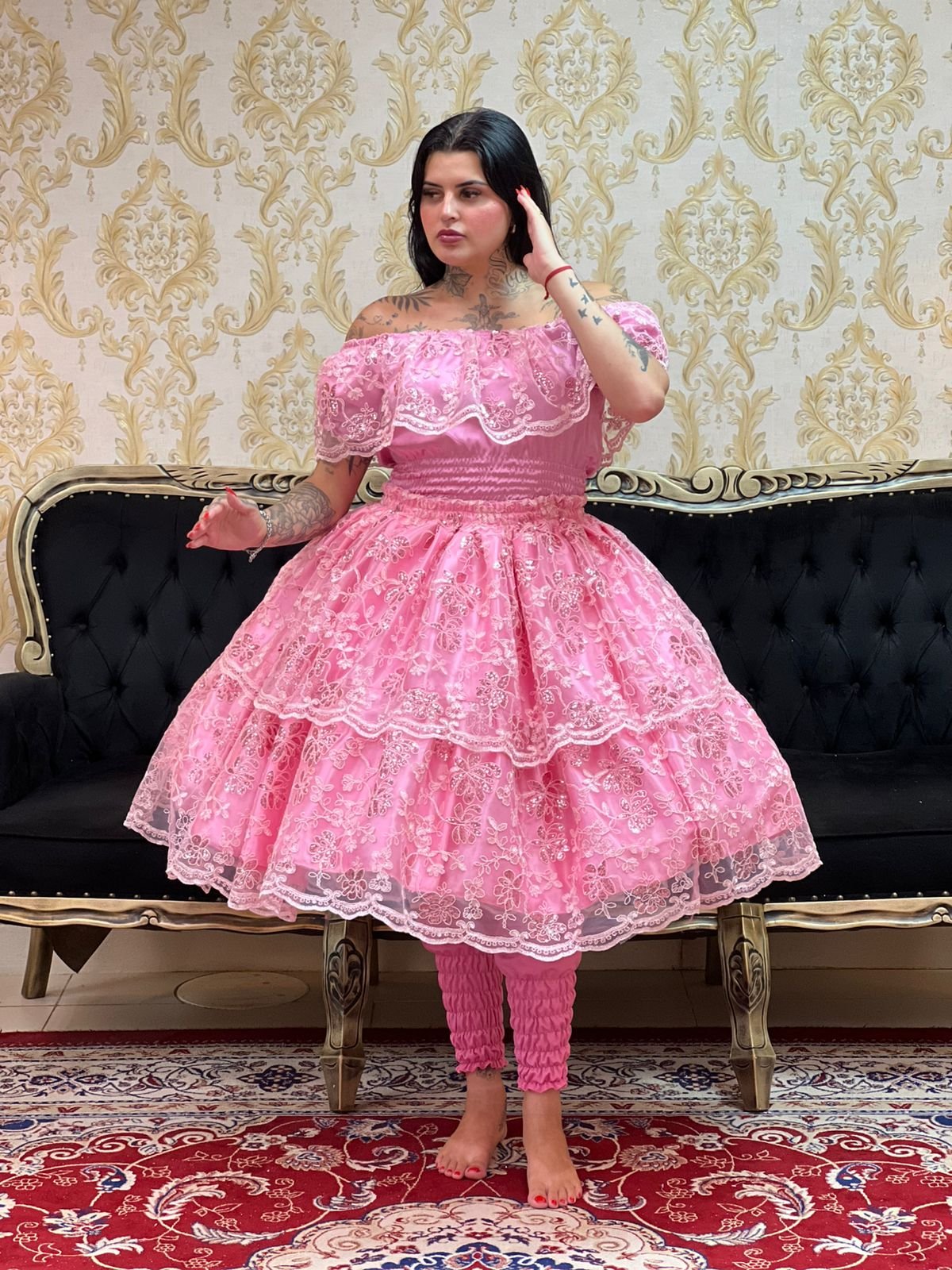 Saia Odara Paetê Rosa 748