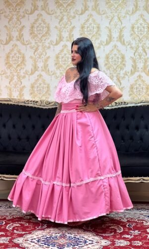 Saia 1 Babado Longa Rosa 709