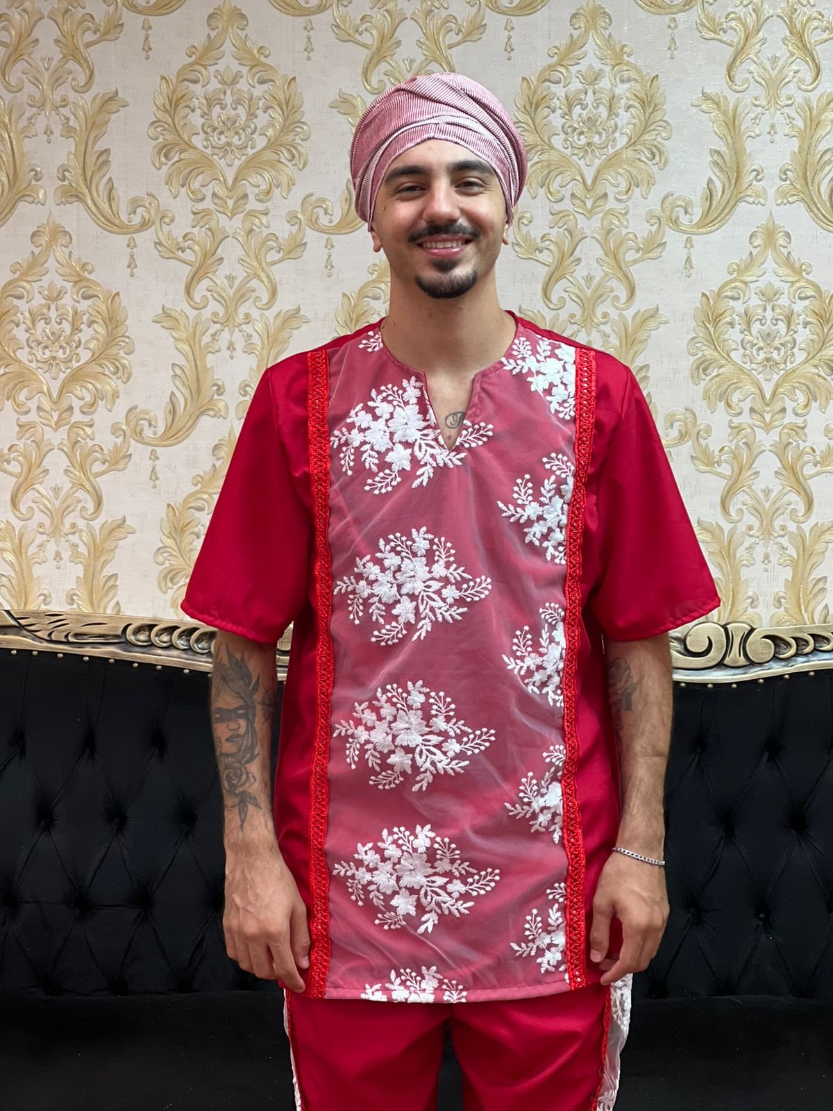 Kafta Bordada Verm/Bco 152