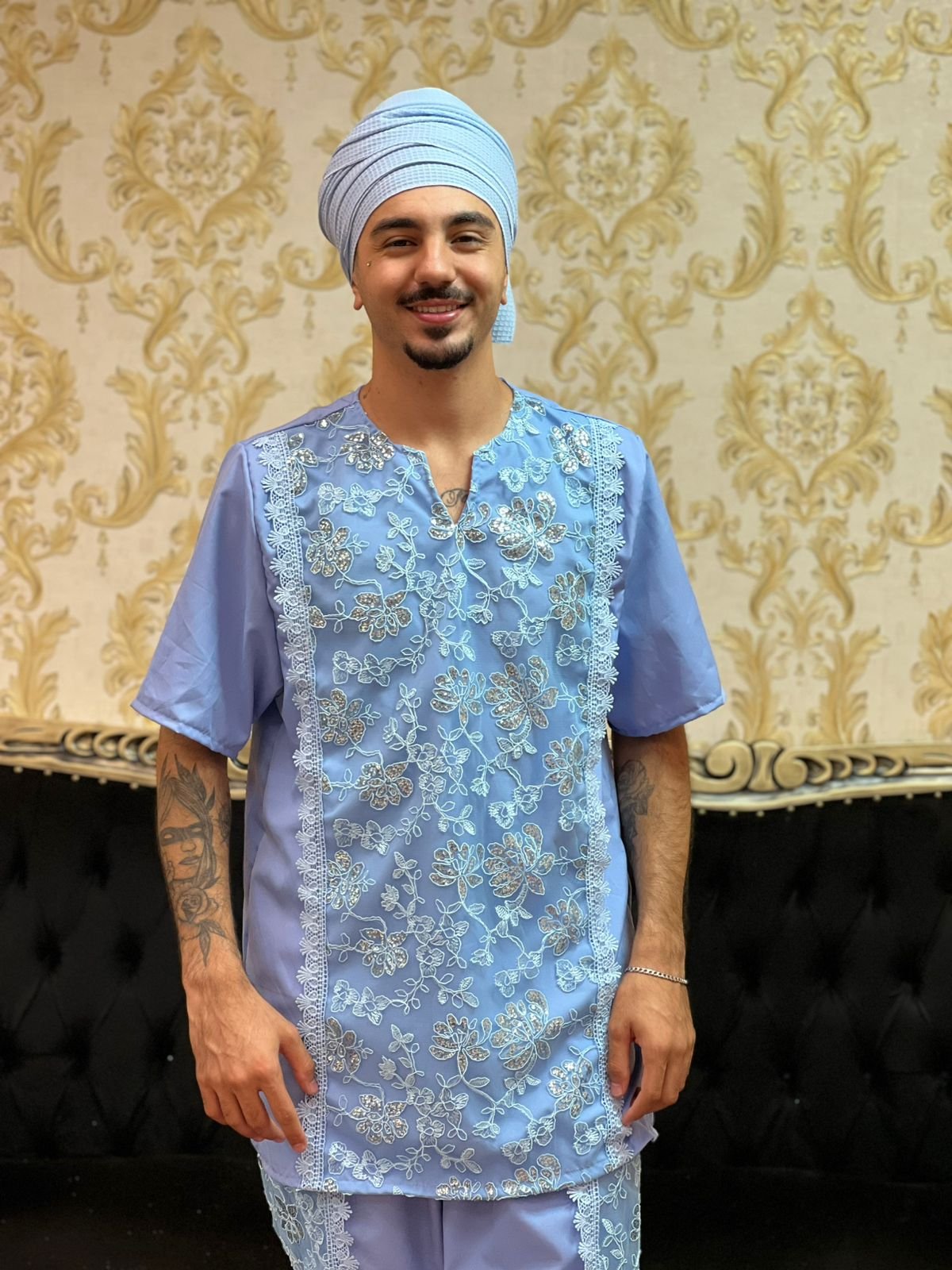 Kafta Bordada Azul 404