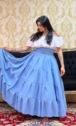 Saia Gomos Oxfor Longa Azul 432