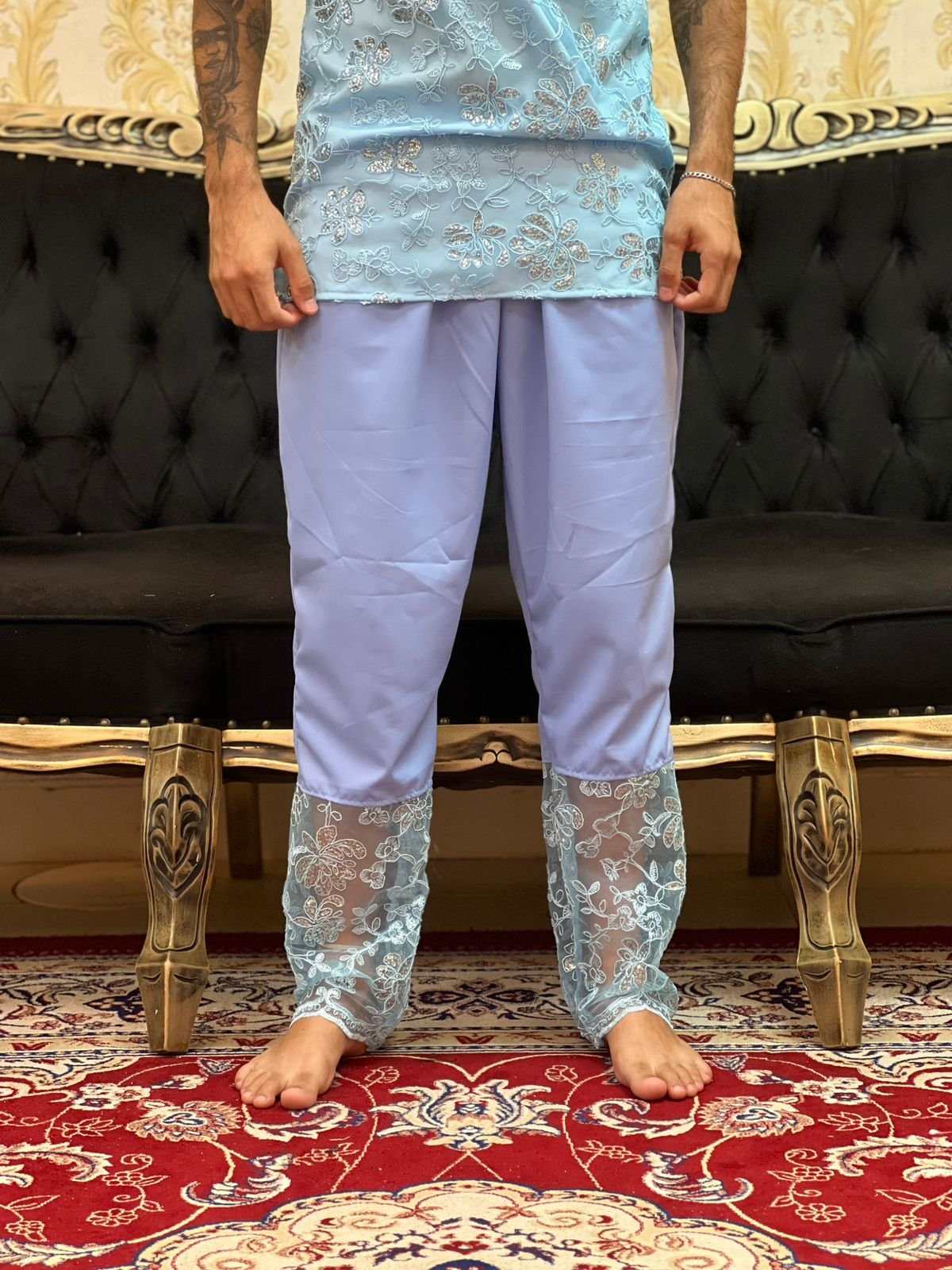 Calça Luxo Paete Azul 424
