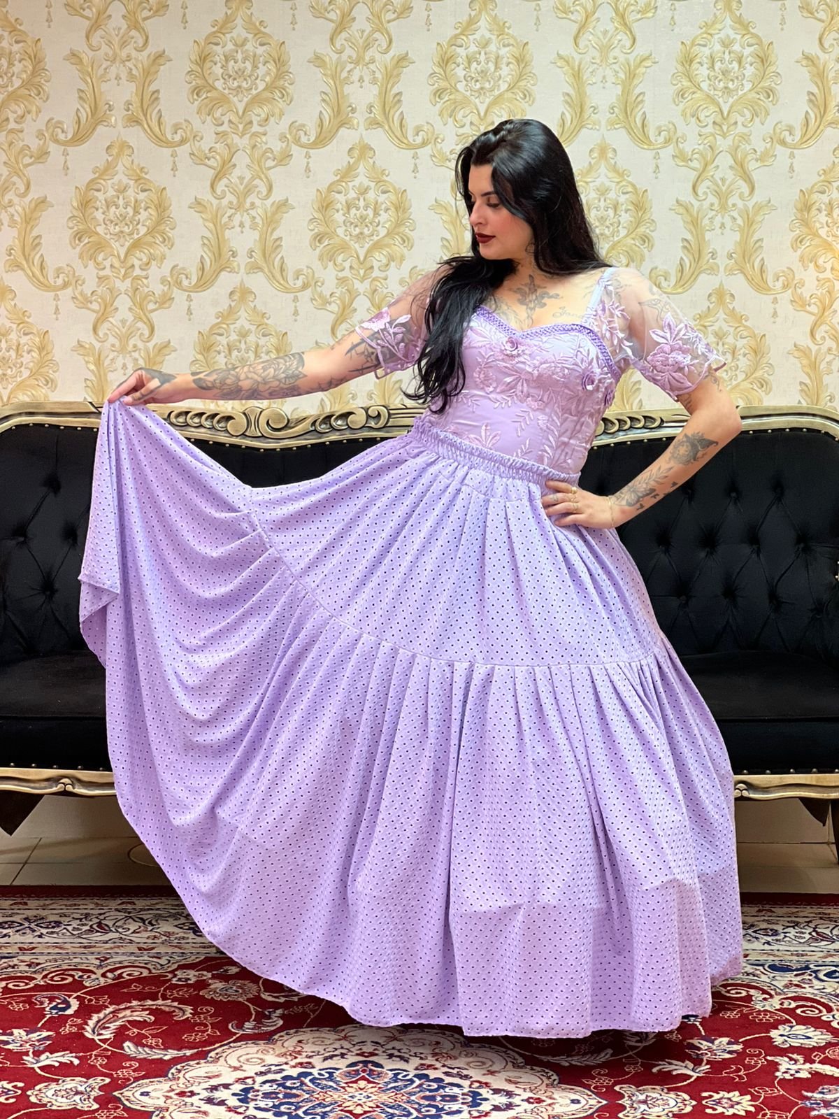 Saia Malha Lazzie Longa Lilas 589