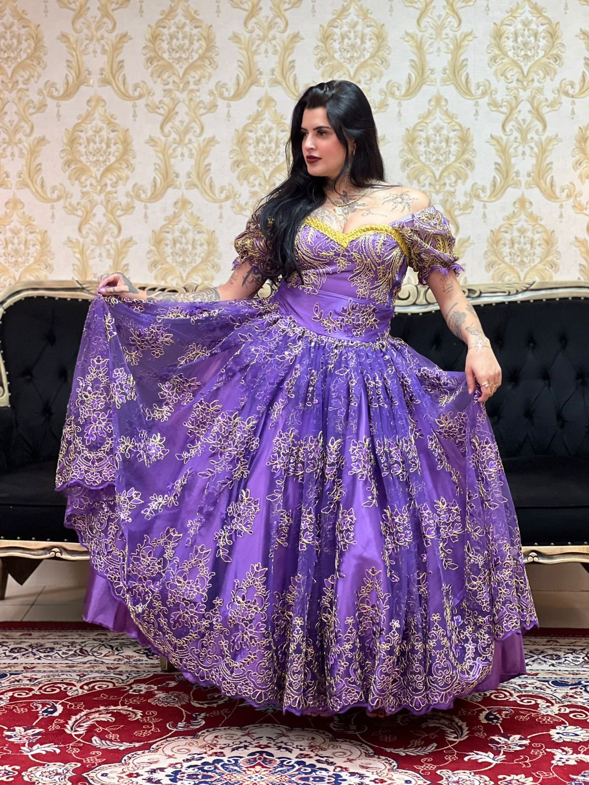 Saia Bordada Longa Roxo/Dou 510