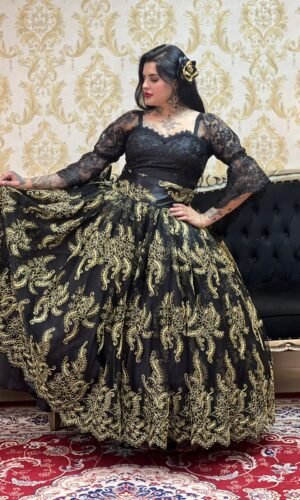 Saia Bordada Longa Preto/Dou 2389