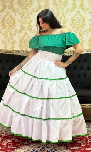 Saia Gomos Oxfor Longa Bco/Verde 032