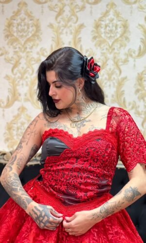 Corpete Glamour Preto/Verm 239