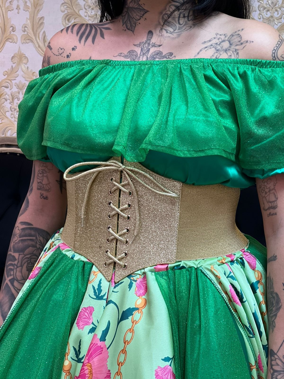 Cinto Corselet Brilho Dourado