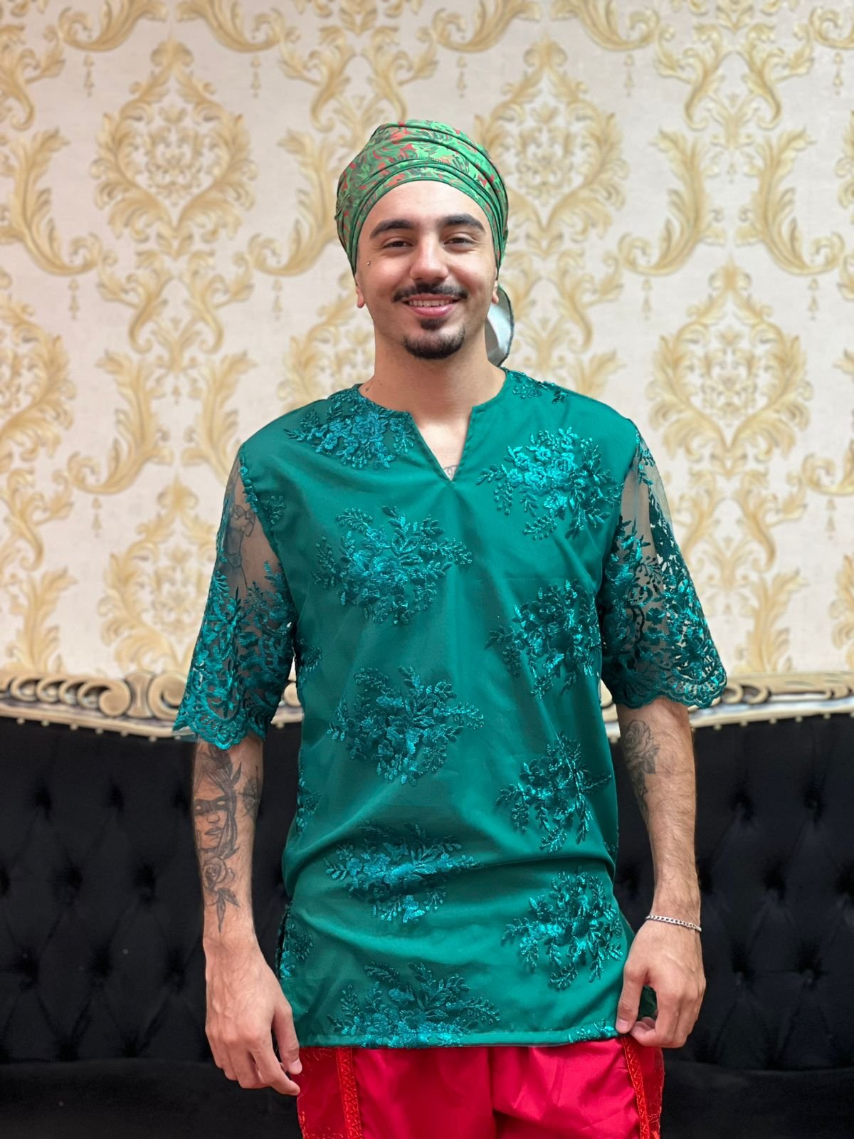Kafta Bordada Slim Verde 601