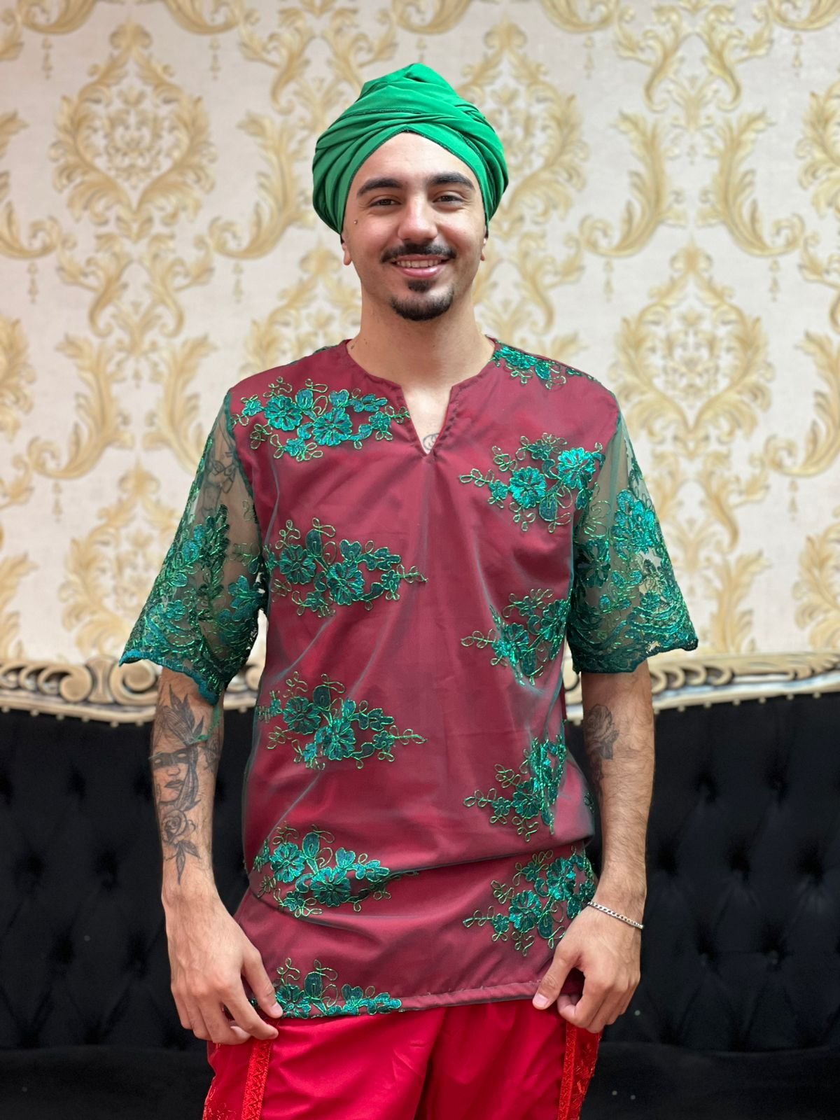 Kafta Bordada Slim Verm/Verde 166