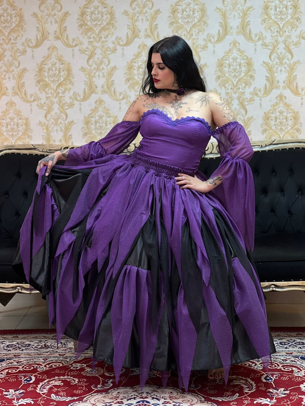 Saia Farrapo Preto/Roxo 2519