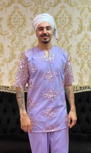 Kafta Bordada Slim Lilas 511