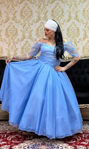 Saia Voal Longa Azul Turquesa 409