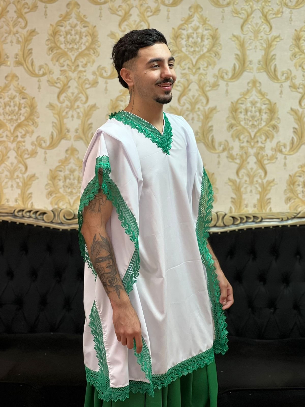 Kafta Tunica Branco/Verde 078