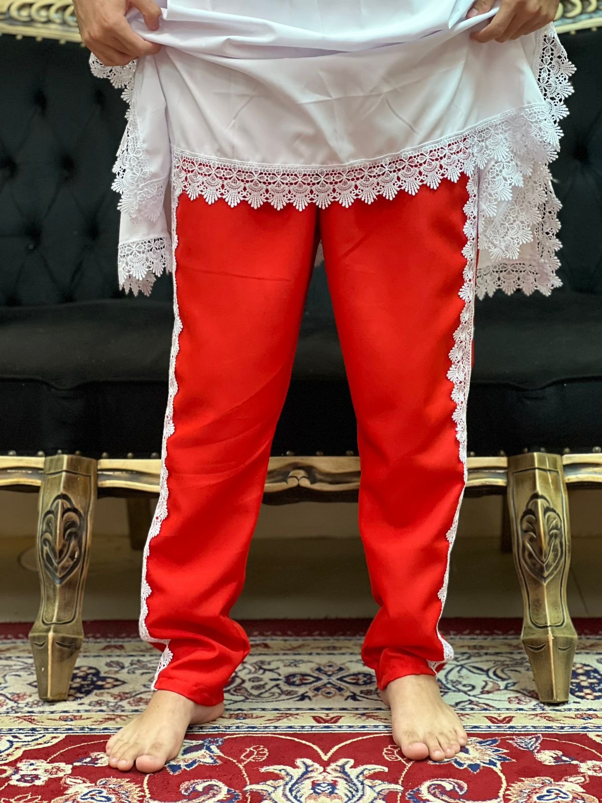 Calça Umbanda Verm/Bco 181