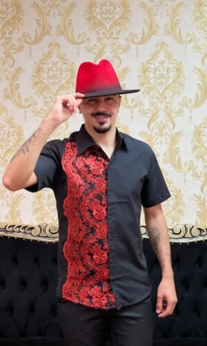 Camisa Bordado Preto/Verm 203