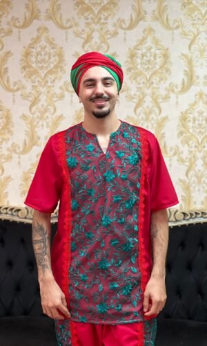 Kafta Bordada Verm/Verde 115
