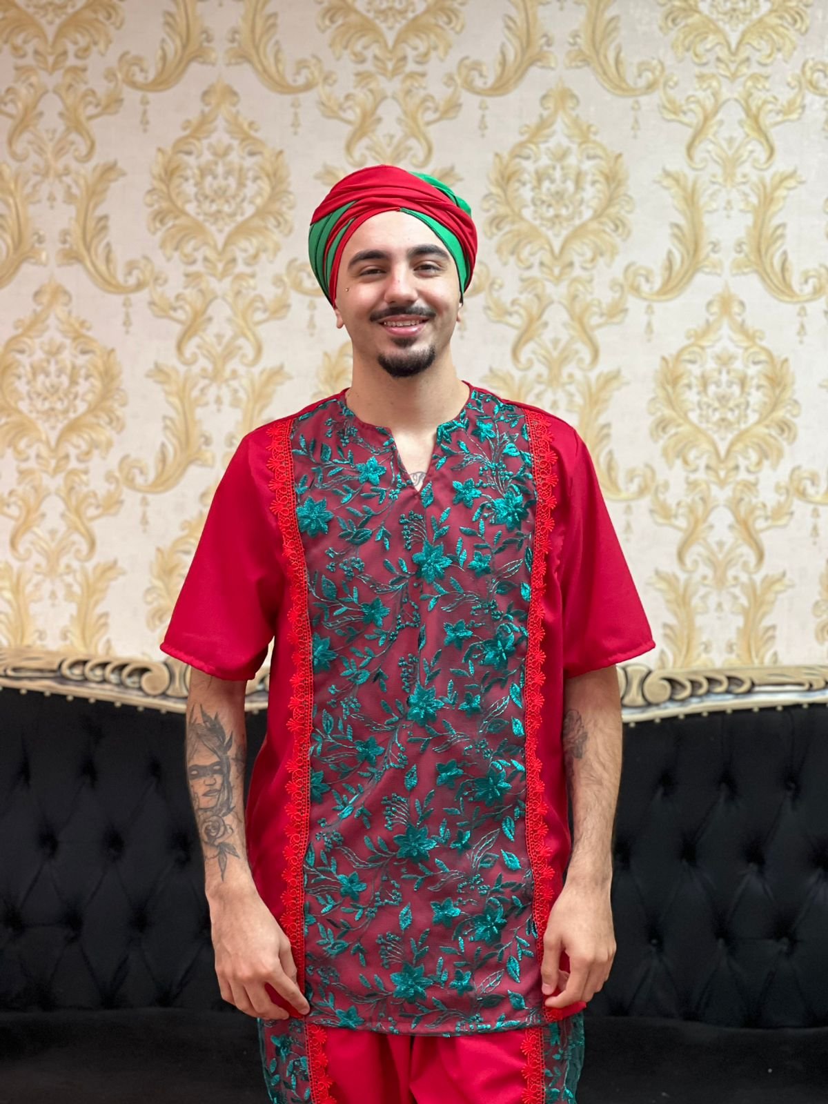 Kafta Bordada Verm/Verde 115