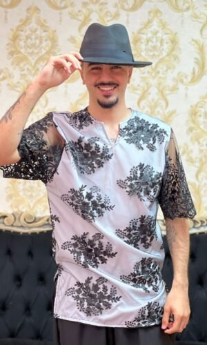 Kafta Bordada Slim Bco/Pto 277