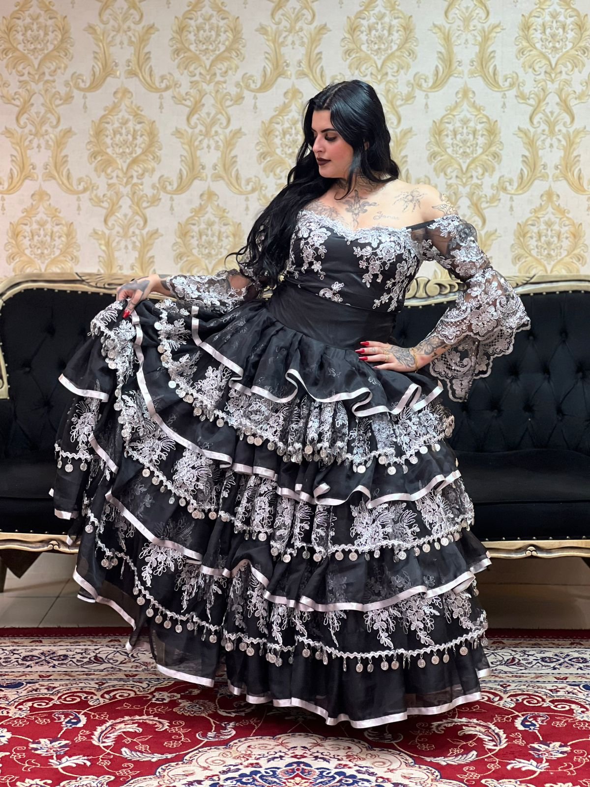 Saia Sara Preto/Prata 2094