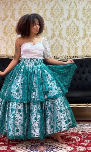 Saia Odara Longa Bco/Verde 040