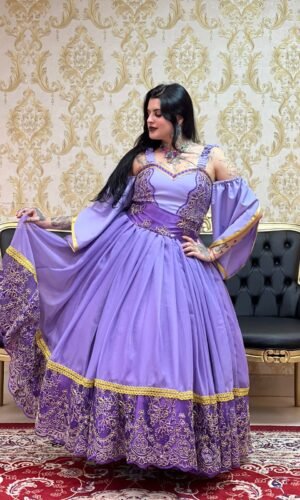 Saia 1 babado Voal/Tule Roxo/Dou 523