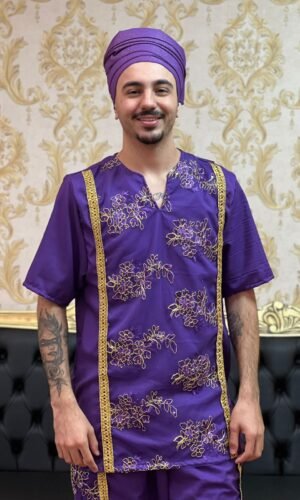 Kafta Bordada Roxo/Dourado 508