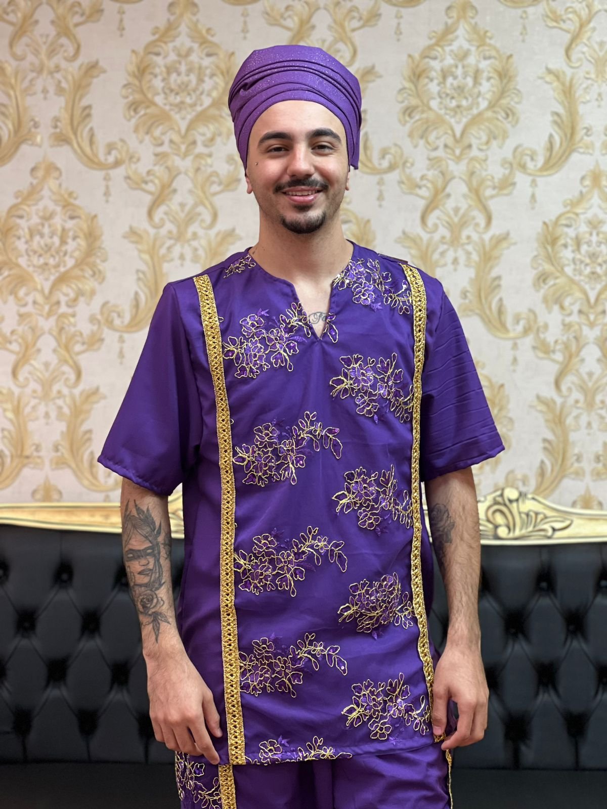 Kafta Bordada Roxo/Dourado 508