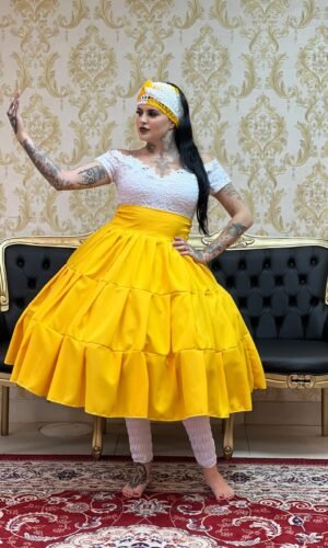 Saia Gomos Oxford Curta Amarelo 329