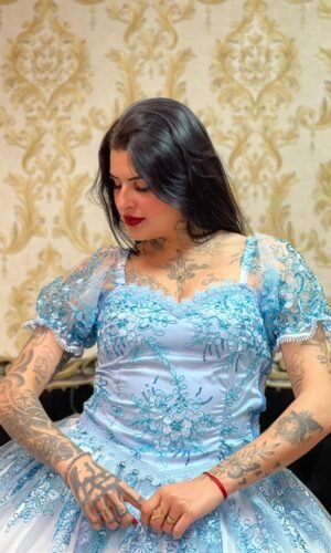 Corpete Bordado Paetê Azul 431