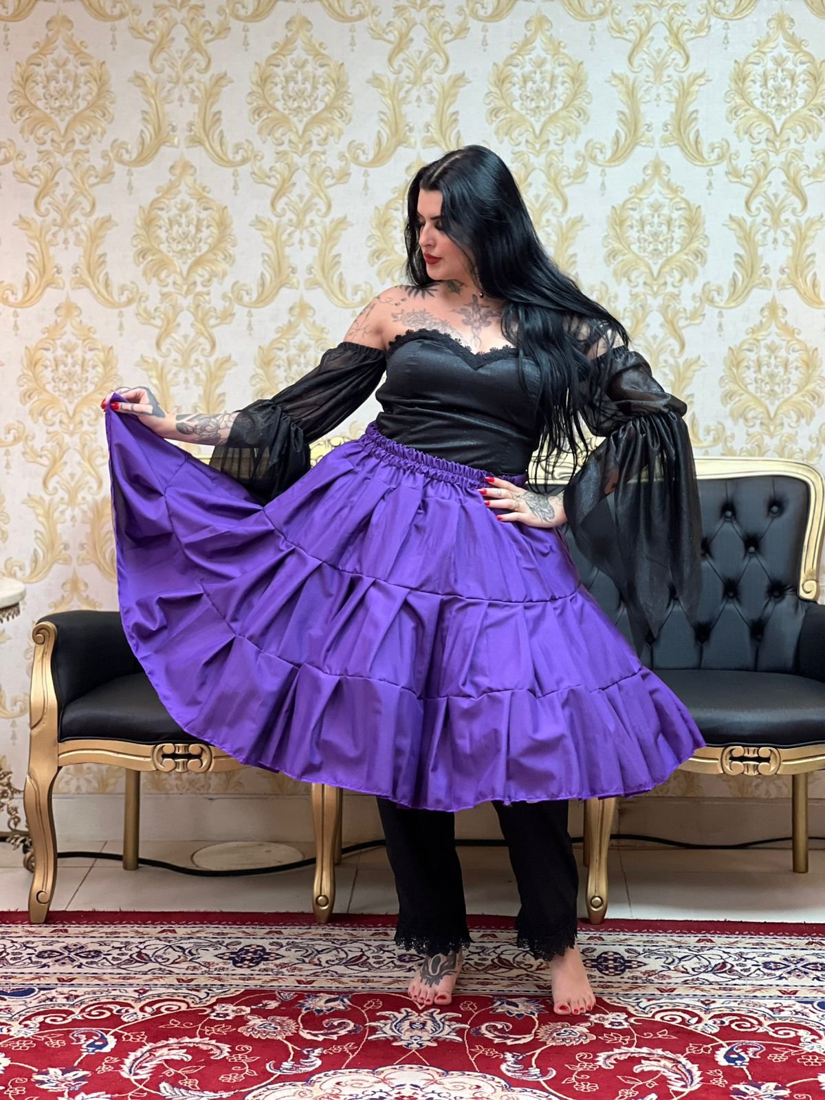 Saia Gomos Oxford Curta Roxo 520