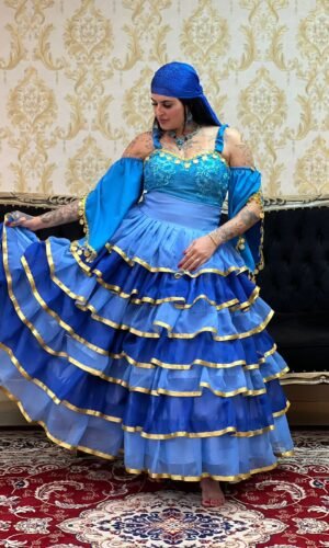 Saia 7 Babados Voal/Fitas Azulão/Azul/Dou 8412
