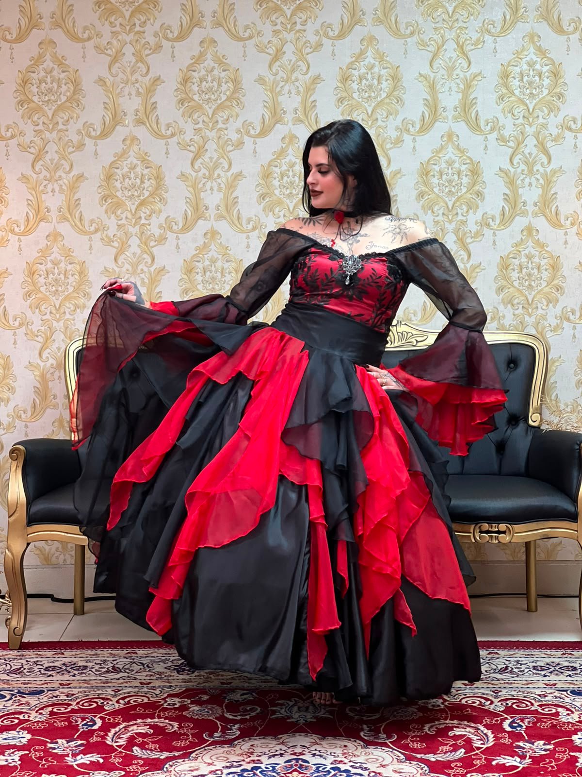 Conjunto Luar Preto/Vermelho 2142