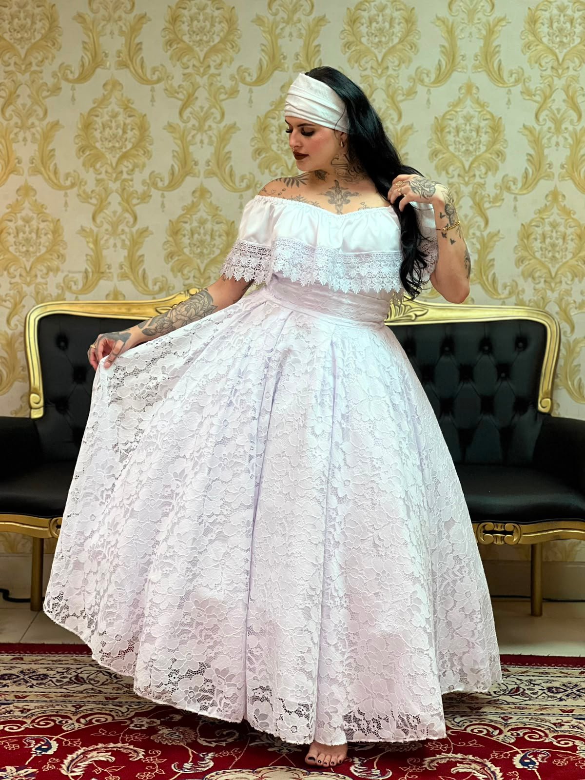 Saia Renda Longa Branco 029