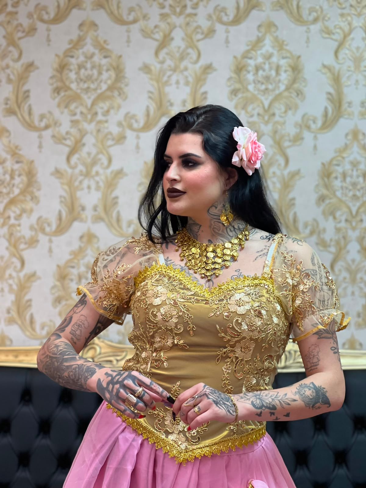 Corpete Bordado Paetê Dourado 351