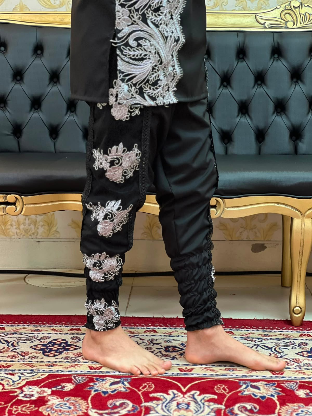 Bombacha Bordada Preto/Prata 288