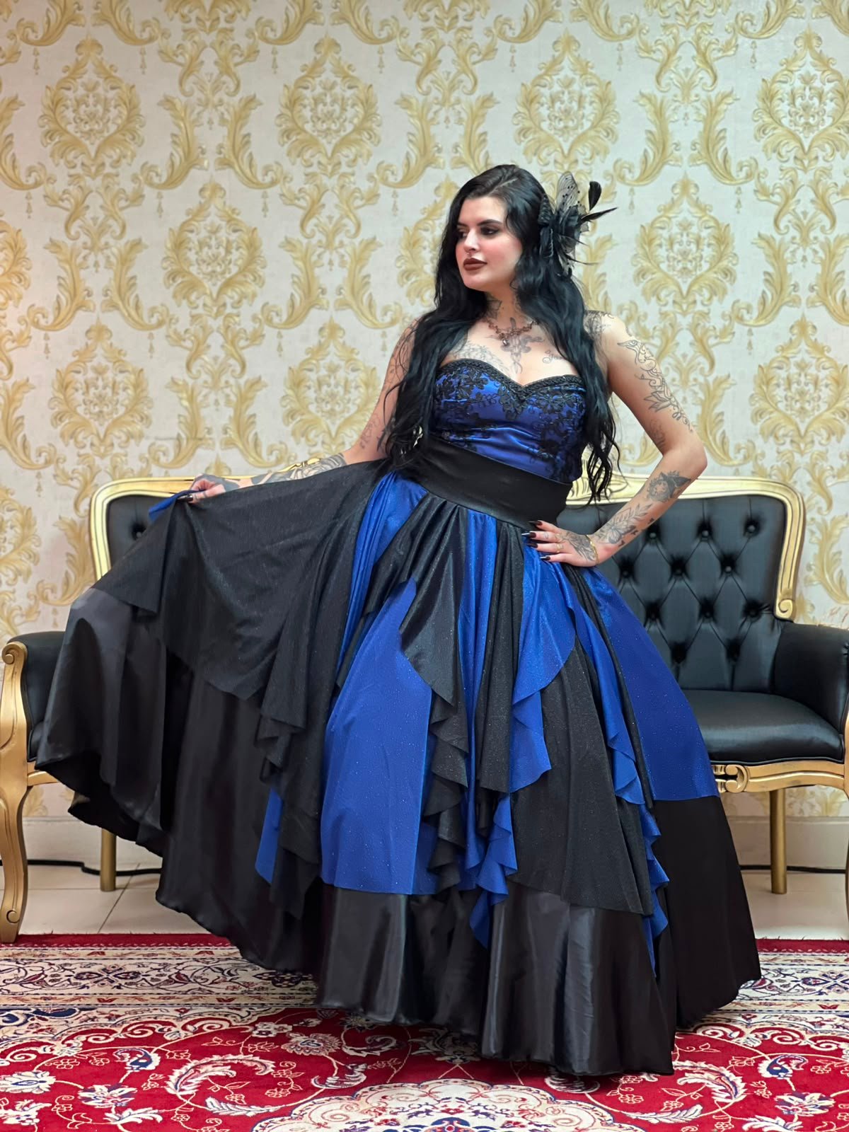 Saia Cascata Preto/Azul 2469