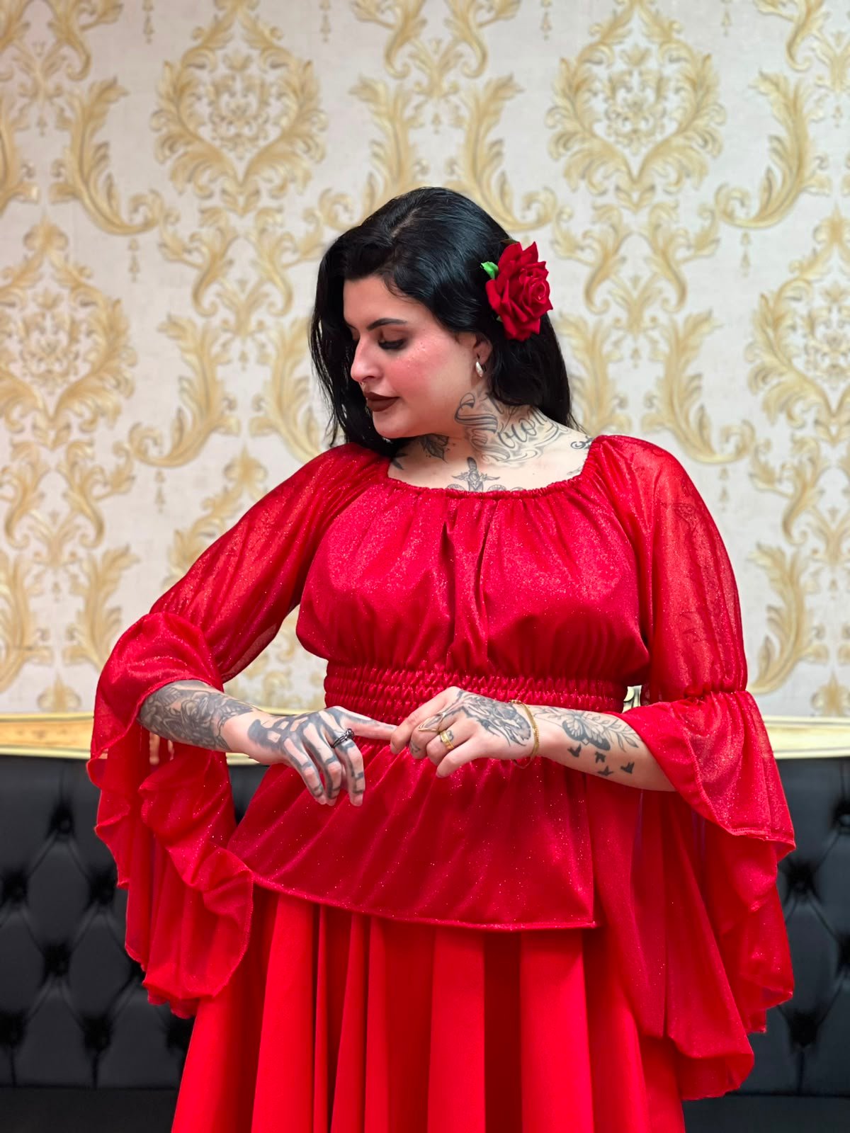 Blusa Cascata Brilho Vermelho 115