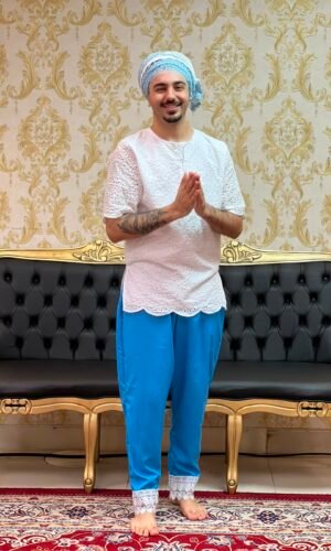 Calça Guipir Azul/Prata 416