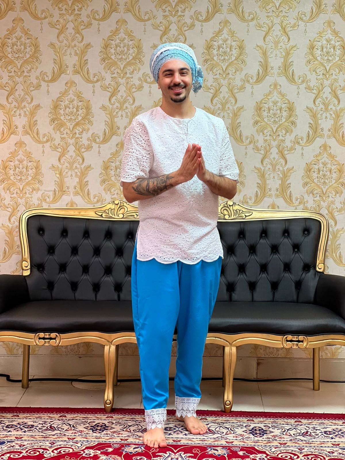 Calça Guipir Azul/Prata 416
