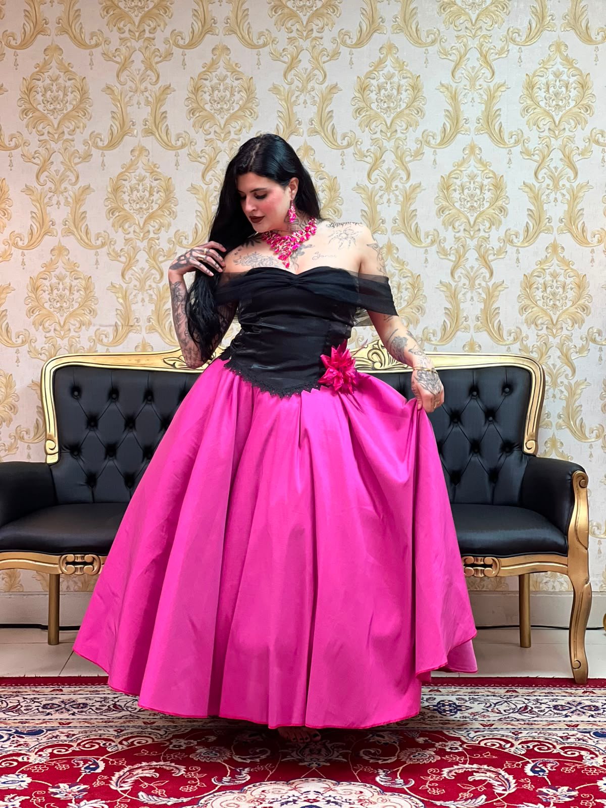Saia Tafetá Rosa 789
